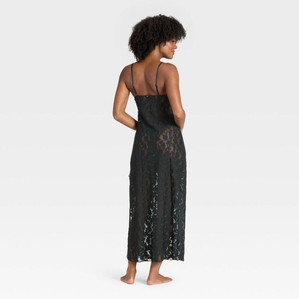 Open Box - Auden - Women's Shadow Floral Lingerie Slip Dress - Auden Black - Picture 2 of 4